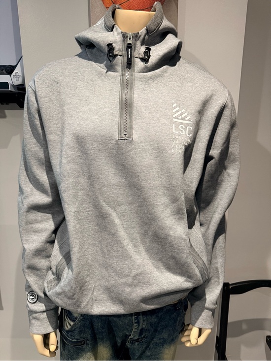 Lacoste Other - Lacoste Gray Hooded Half-Zip Sweater with Logo Slim Fit Size 8